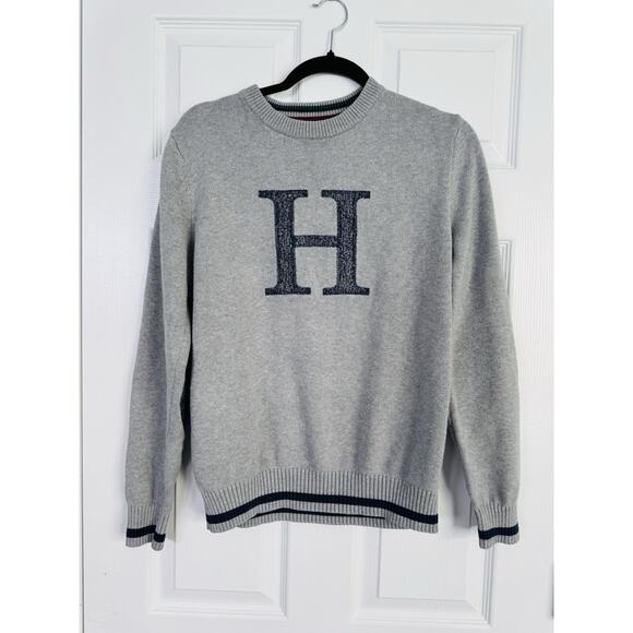 Tommy Hilfiger H crewneck sweater 100% cotton, gray and blue size medium - Picture 1 of 7